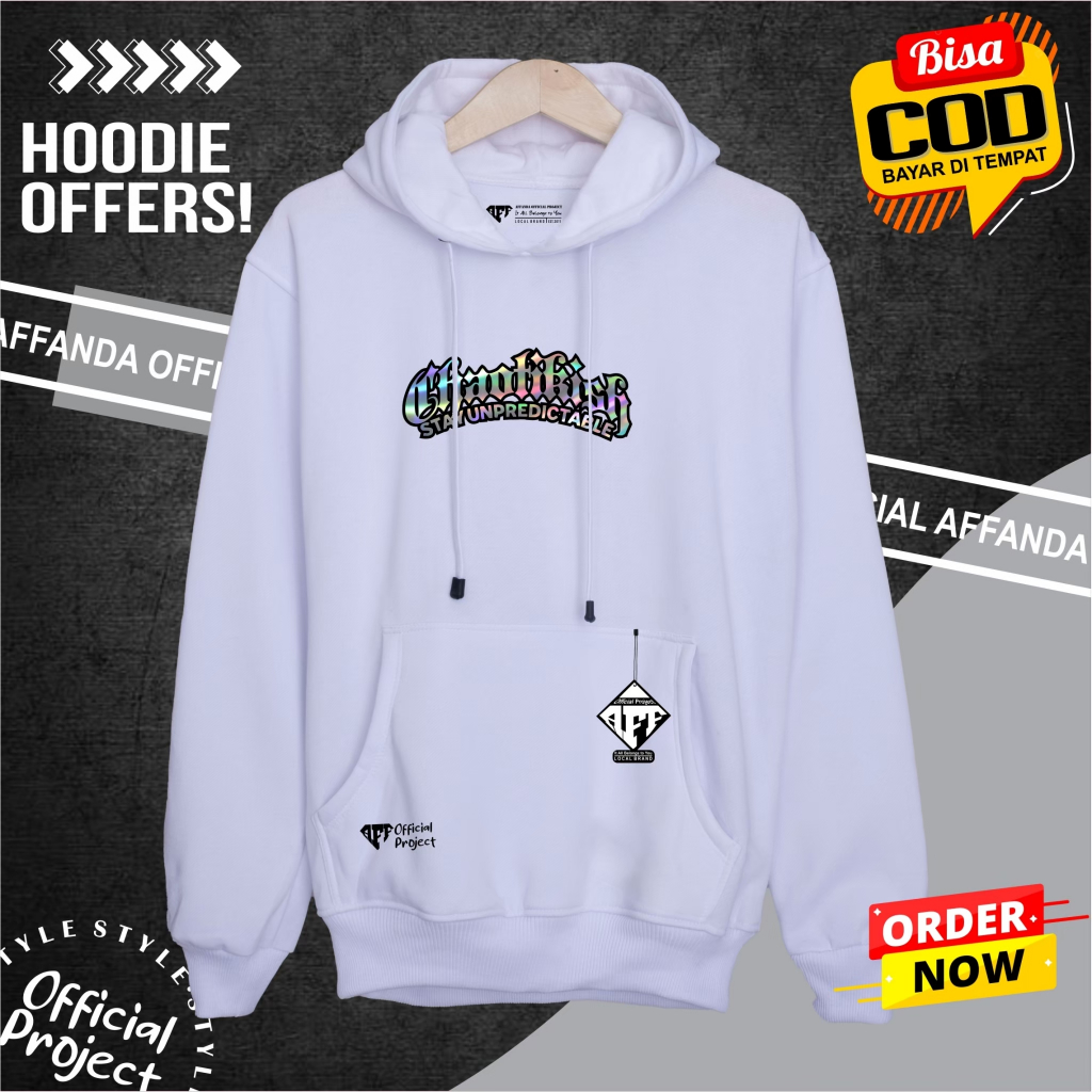 sweater cowok aethetic keren putih list hologram jaket hodie premium high quality jumbo oversize cod