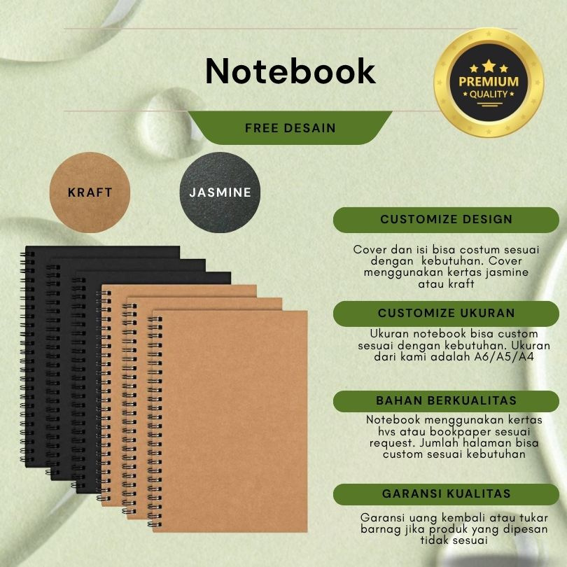 

Blocknotes Unik Cover Kraft/Jasmine Jilid Spiral | Cover dan Isi Bisa Custom