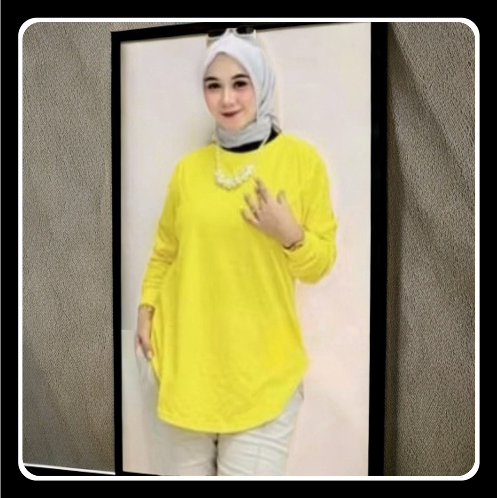 KAOS POLOS WANITA LENGAN PANJANG/kaos blus wanita/kaos oval/kaos lengan panjang
