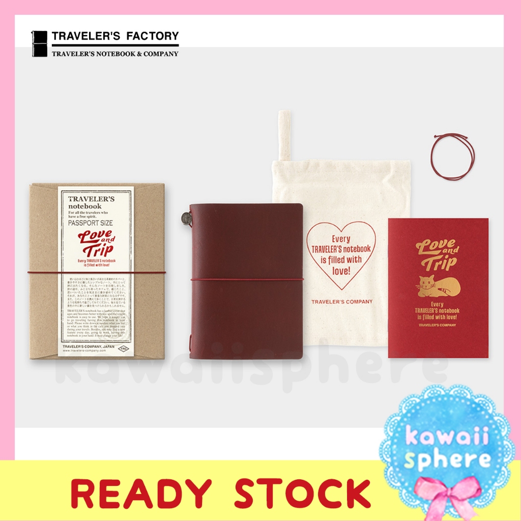 

Traveler's Notebook Love and Trip Limited Edition Kit Passport Size | Travelers Notebook Red Love & Trip | Ready Stock