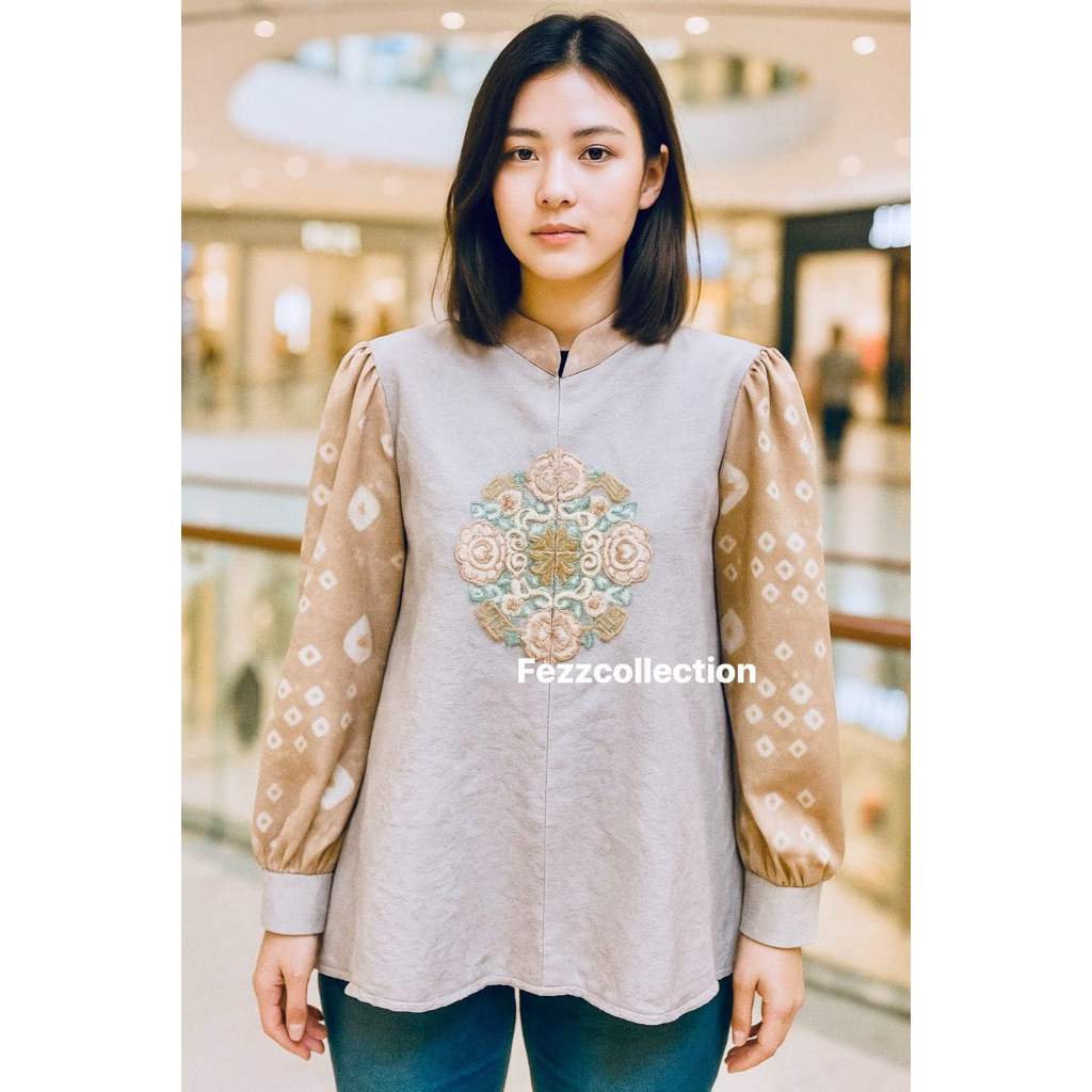 atasan jumputan kombinasi