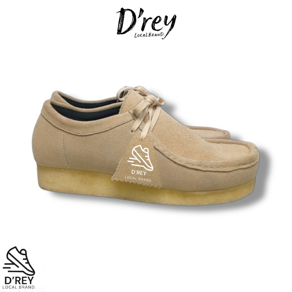 D’REY Sepatu Casual Pria Krem Chungky Wallabee Clark Kasual Pria
