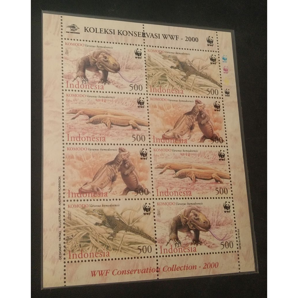 Prangko Lawas Indonesia Set Lengkap Wwf Komodo 2000