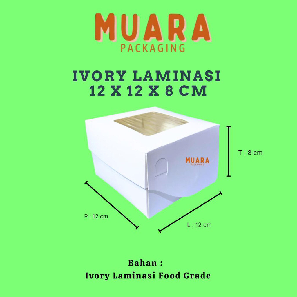 DOS IVORY WINDOW  LAMINASI 12 x 12 x 8 CM / Dus Kardus Kotak Box Hampers Makanan