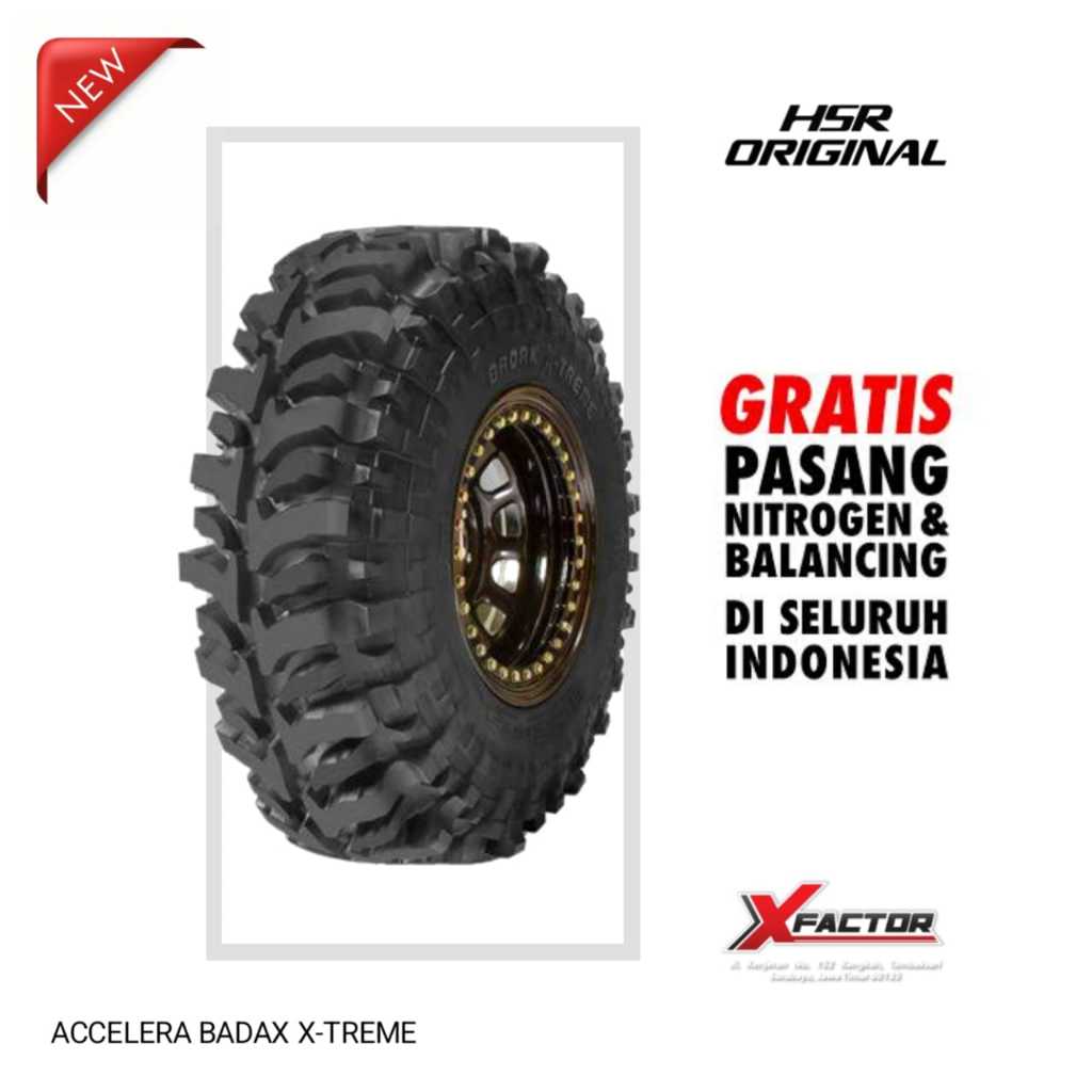 35 12,5 R15 BAN MOBIL ACCELERA BADAK X-TREME 35 12,5 R15 PRODUKSI TERBARU GRATIS PASANG BALANCING