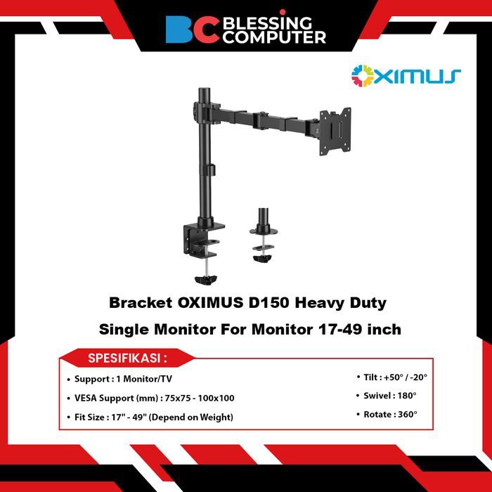 Bracket OXIMUS D150 Heavy Duty Single Monitor For Monitor 17-49 inch
