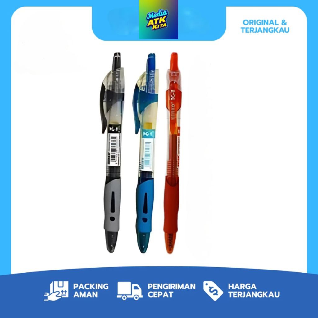

Pulpen Gel Kenko K-1, 0.5mm Warna Hitam, Biru dan Merah / PCS