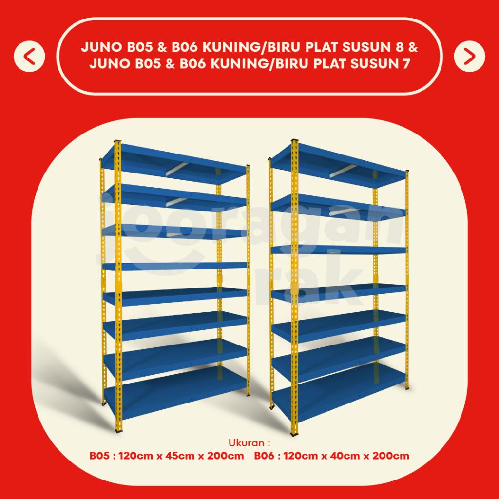 KRISBOW FULL BESI RAK GUDANG SIKU LUBANG SERBAGUNA TIDAK PERLU BAUT HEAVY DUTY | KUNING - BIRU