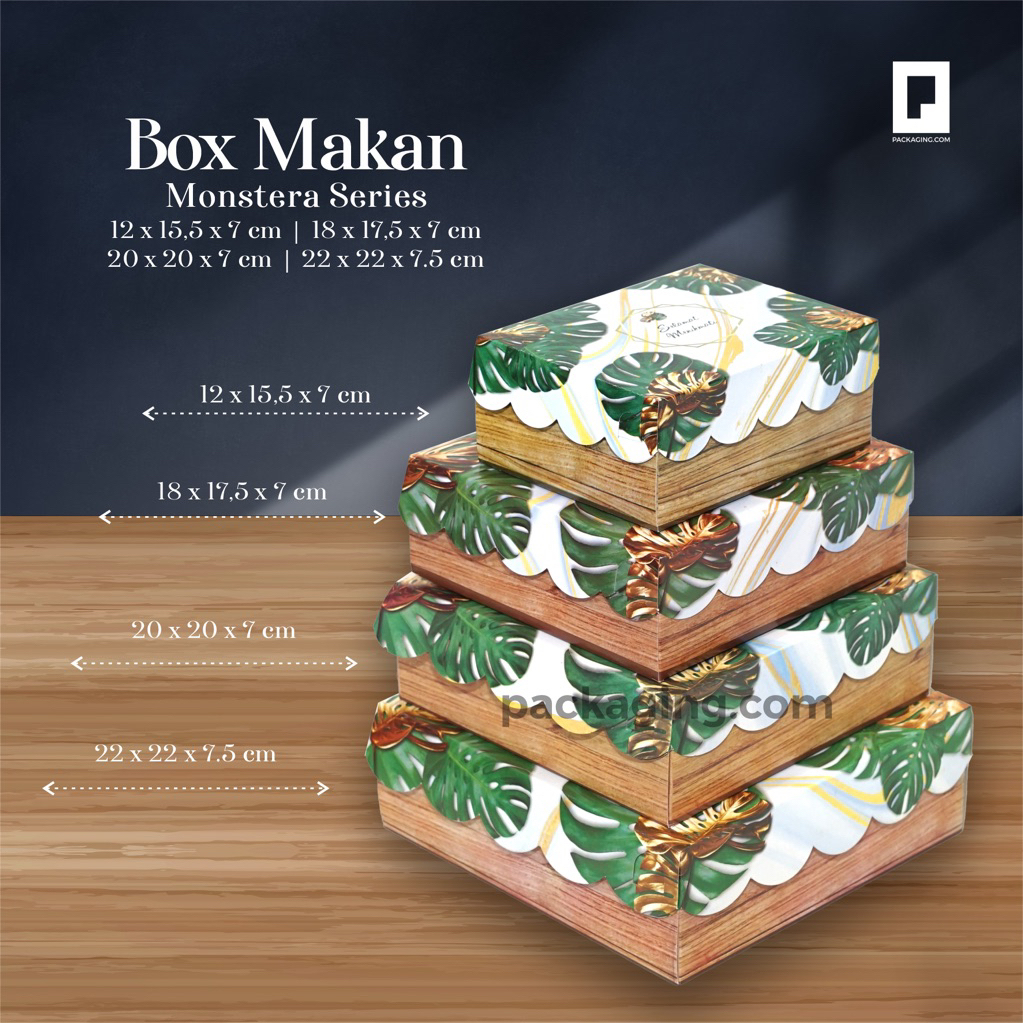 Dus Nasi/Box Kotak Nasi Motif Monstera Marble R8/uk.18x18x7