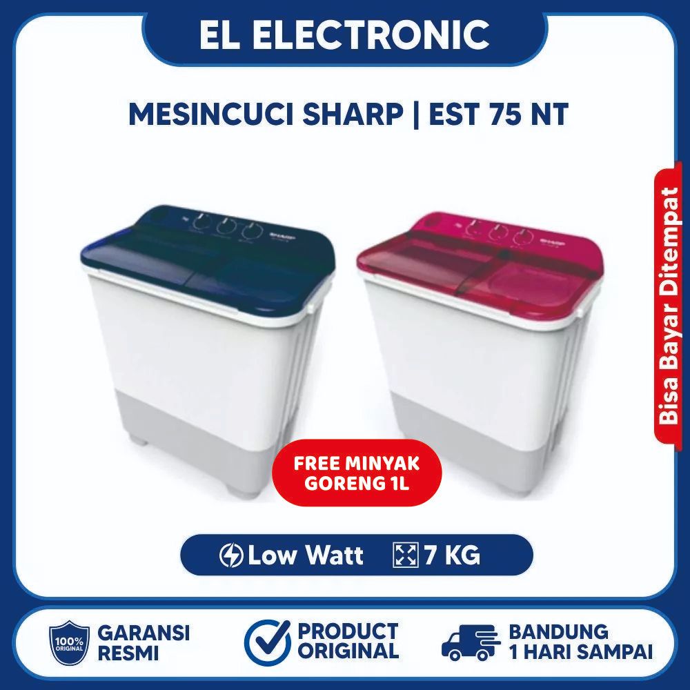 MESIN CUCI SHARP ES-T75NT (7KG) 2 TABUNG PUREMAGIC