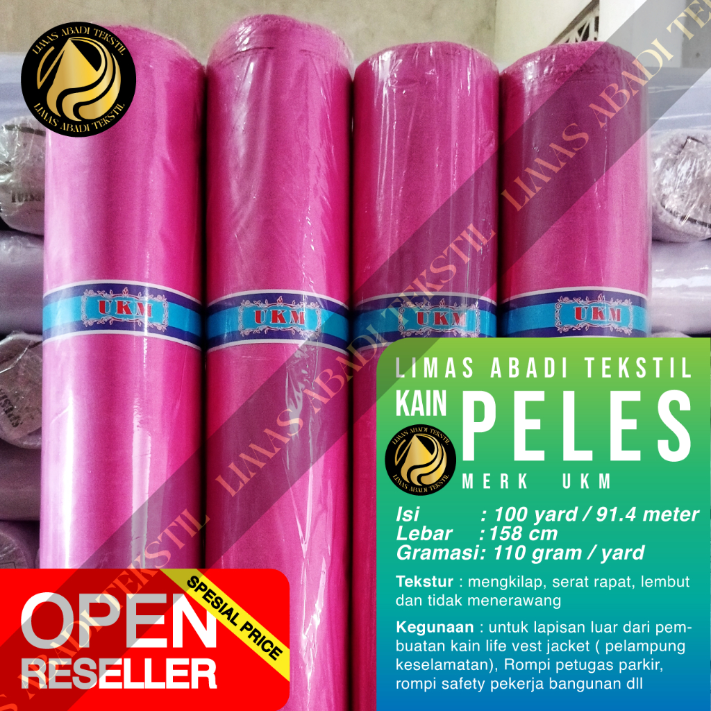 Kain Satin Polos Peles Veles UKM(Pink Fanta)furing rol pelapis rompi keselamatan,petugas parkir