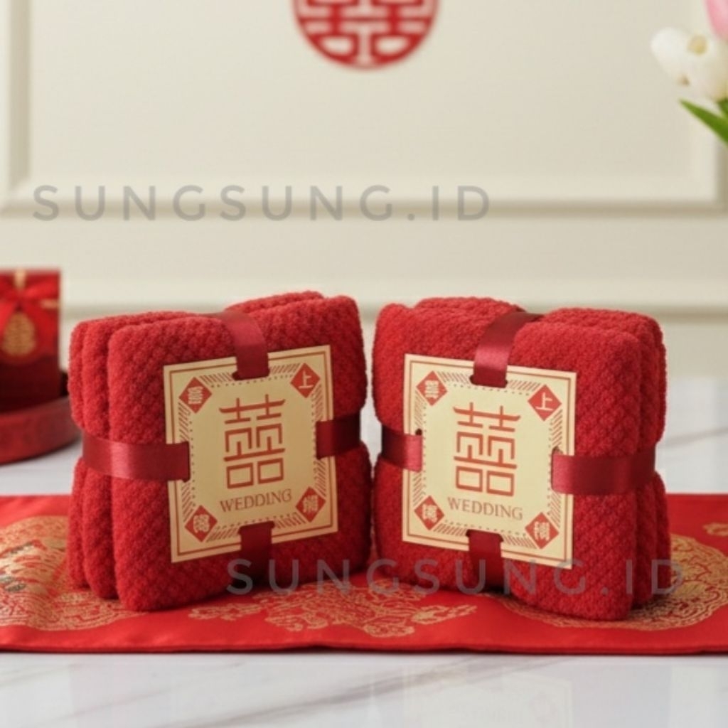 Handuk Souvenir Shuangxi Petak / Souvenir Shuangxi Chinese Wedding / Perlengkapan Sangjit (1911)