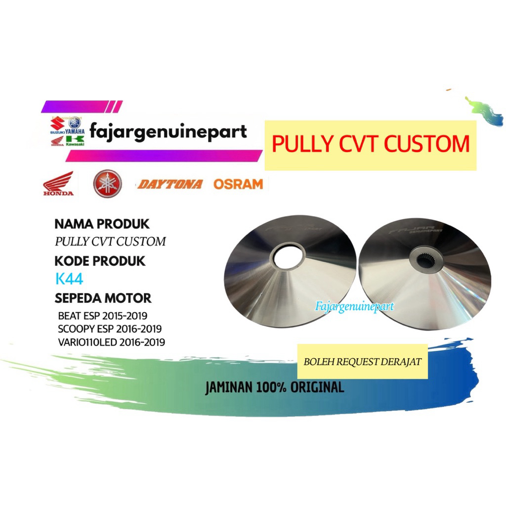 Pulley BEAT ESP CUSTOM 1 SET SCOOPY ESP VARIO110LED modifikasi Ori FCC Ori modifikasi Bubut kerok