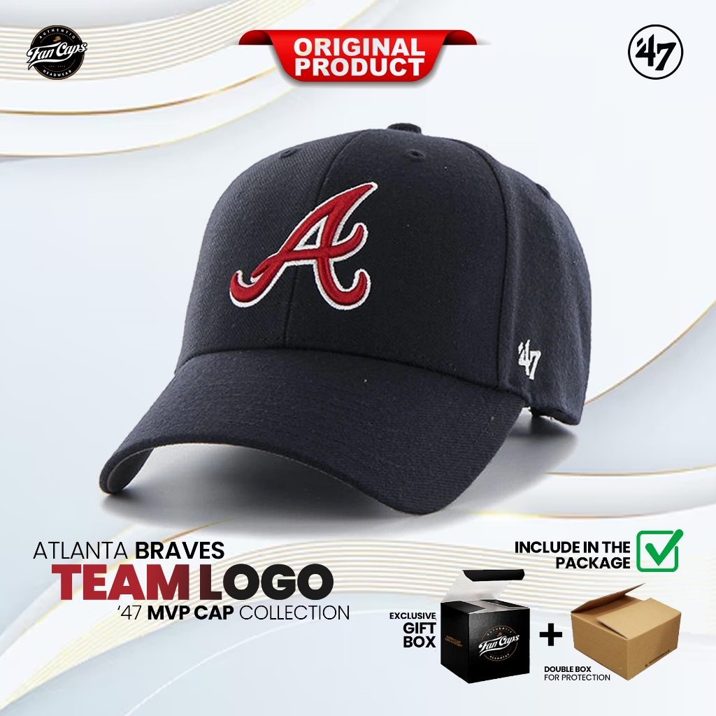 Topi 47 Brand Original MLB Atlanta Braves MVP warna Navy | FREE GIFT BOX
