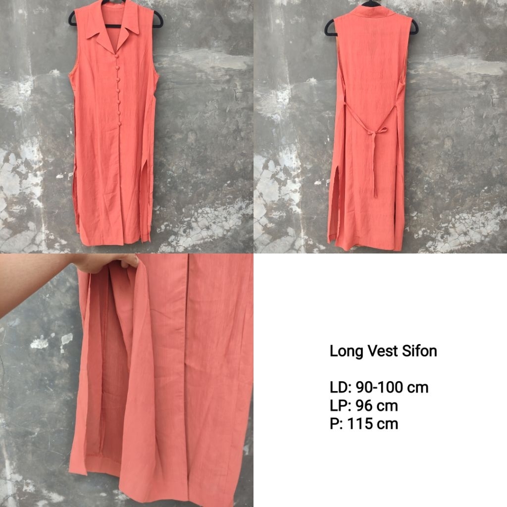 PRELOVED Vest Outer Panjang Bahan Sifon Warna Merah Bata