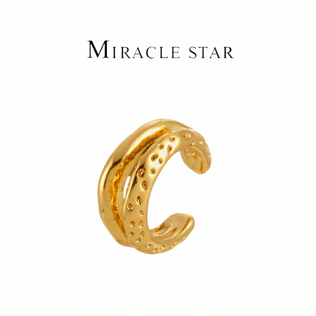 Klip Telinga Emas Motif Silang dengan Lubang Berjejer - Anti Karat | Gaya Mewah Minimalis | Aksesori