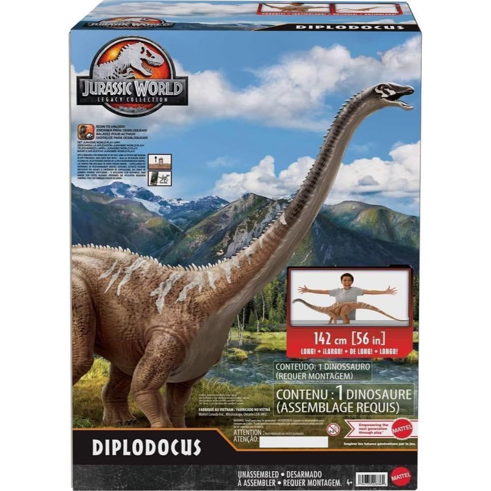 Jurassic World Legacy Collection Diplodocus Dinosaur Action Figure, 56 Inches Long