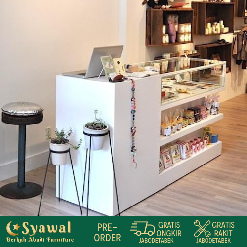 SYAWAL Meja Kasir Toko, Meja Etalase Rak Display Toko, Meja Kasir Minimalis