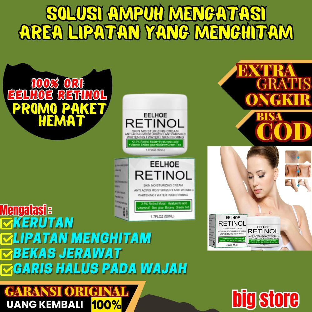 Eelhoe Retinol Cream Original Pemutih Ketiak Selangkangan Miss V Leher Siku Lutut Ampuh