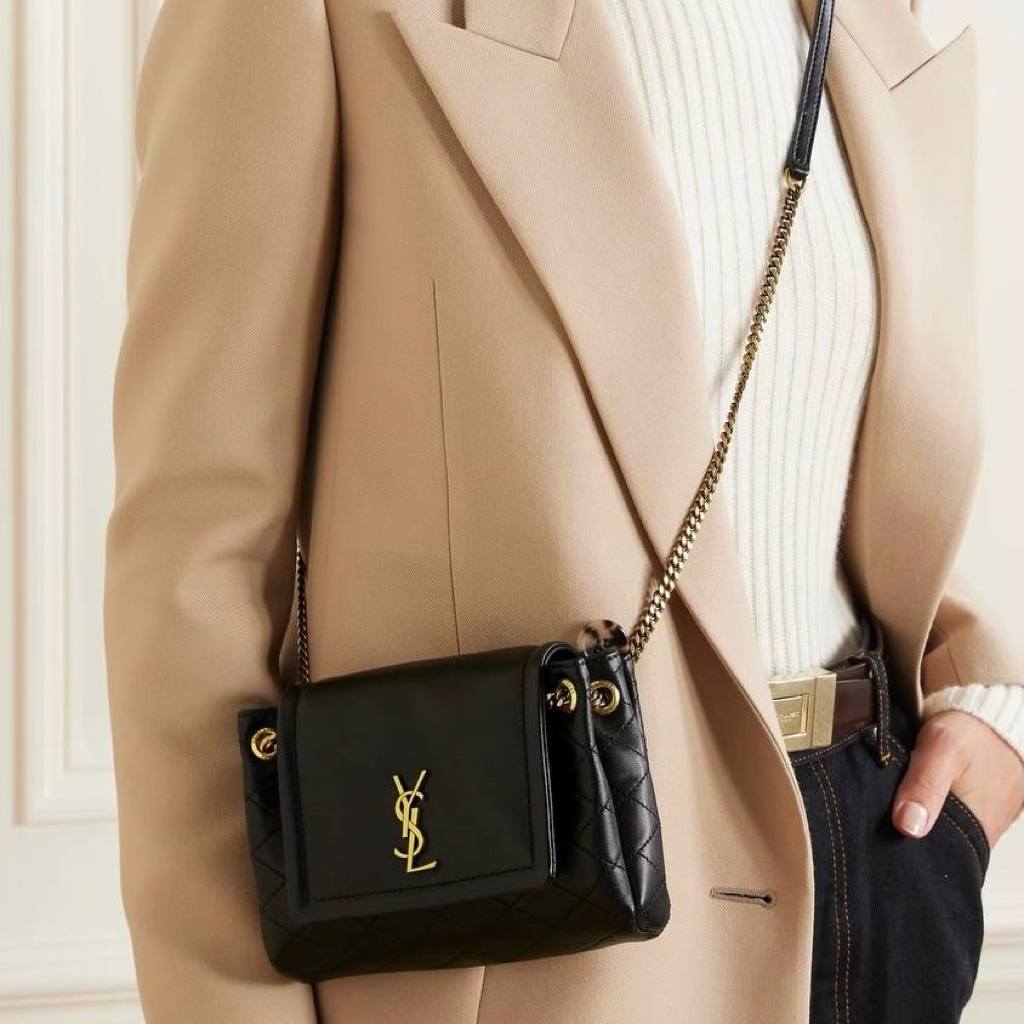 SAINT LAURENT YSL Mini Nolita Shoulder Crossbody Bag in Lambskin