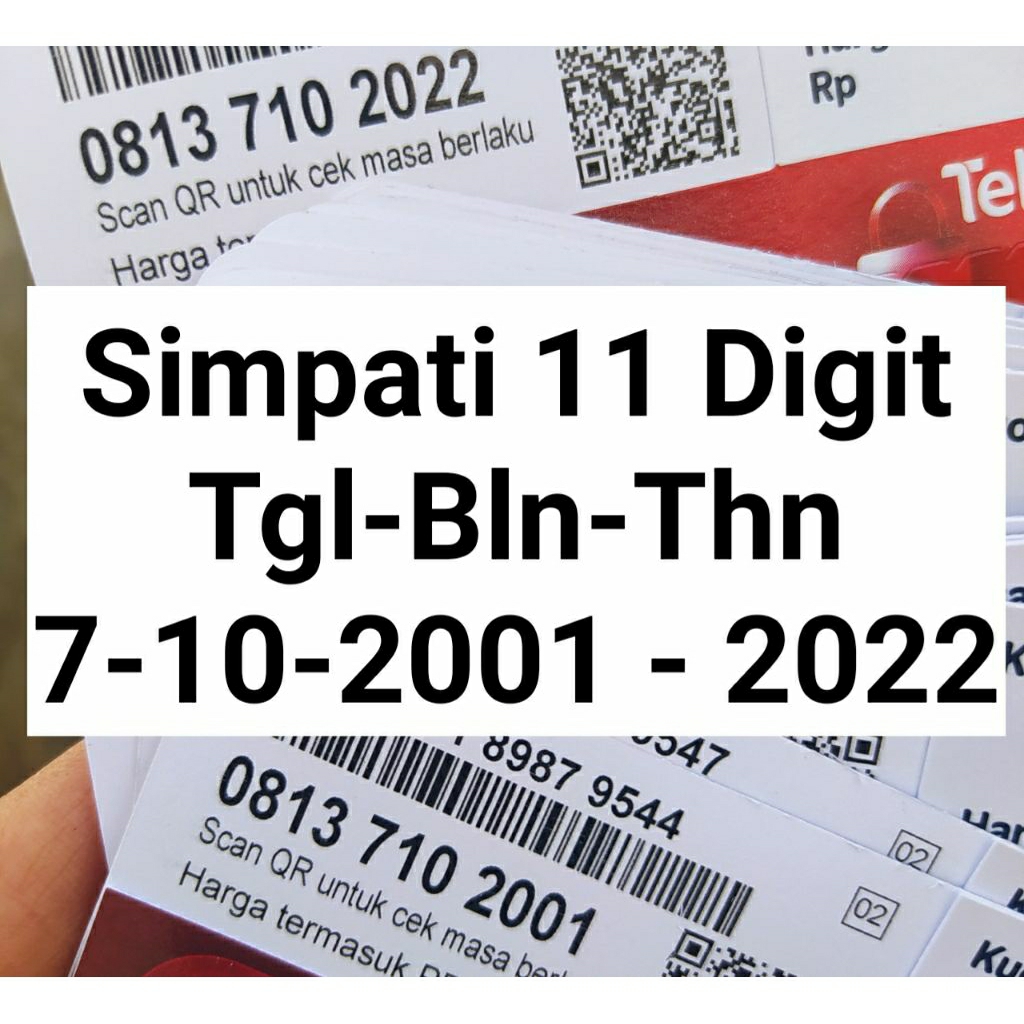 Kartu Perdana Nomor Cantik SimPati 11 Sebelas Digit Seri Tanggal Bulan Tahun Lahir 7 10 2001 - 2022 