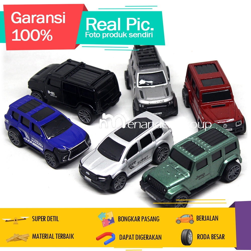 Mainan Anak Mobil Mobilan Jeep Hardtop Offroad Besi Metal Pullback