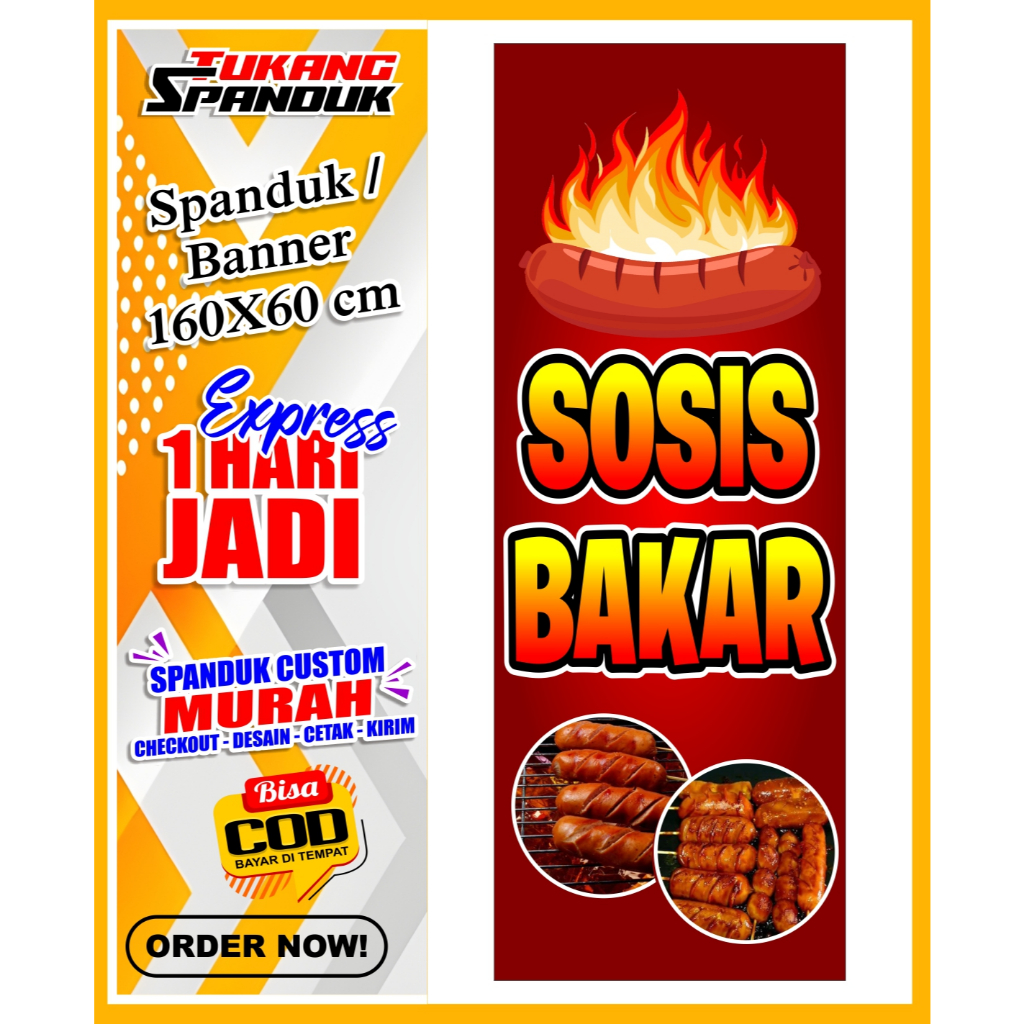 Banner SOSIS BAKAR , Spanduk SOSIS BAKAR , ukuran 160X60 cm, COD / Banner SOSIS BAKAR , Spanduk SOSI