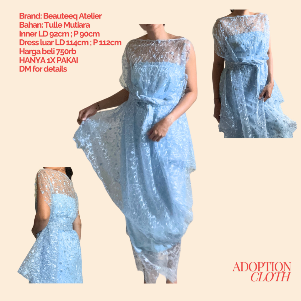 Preloved Dress Brukat Biru Beauteeq Atelier