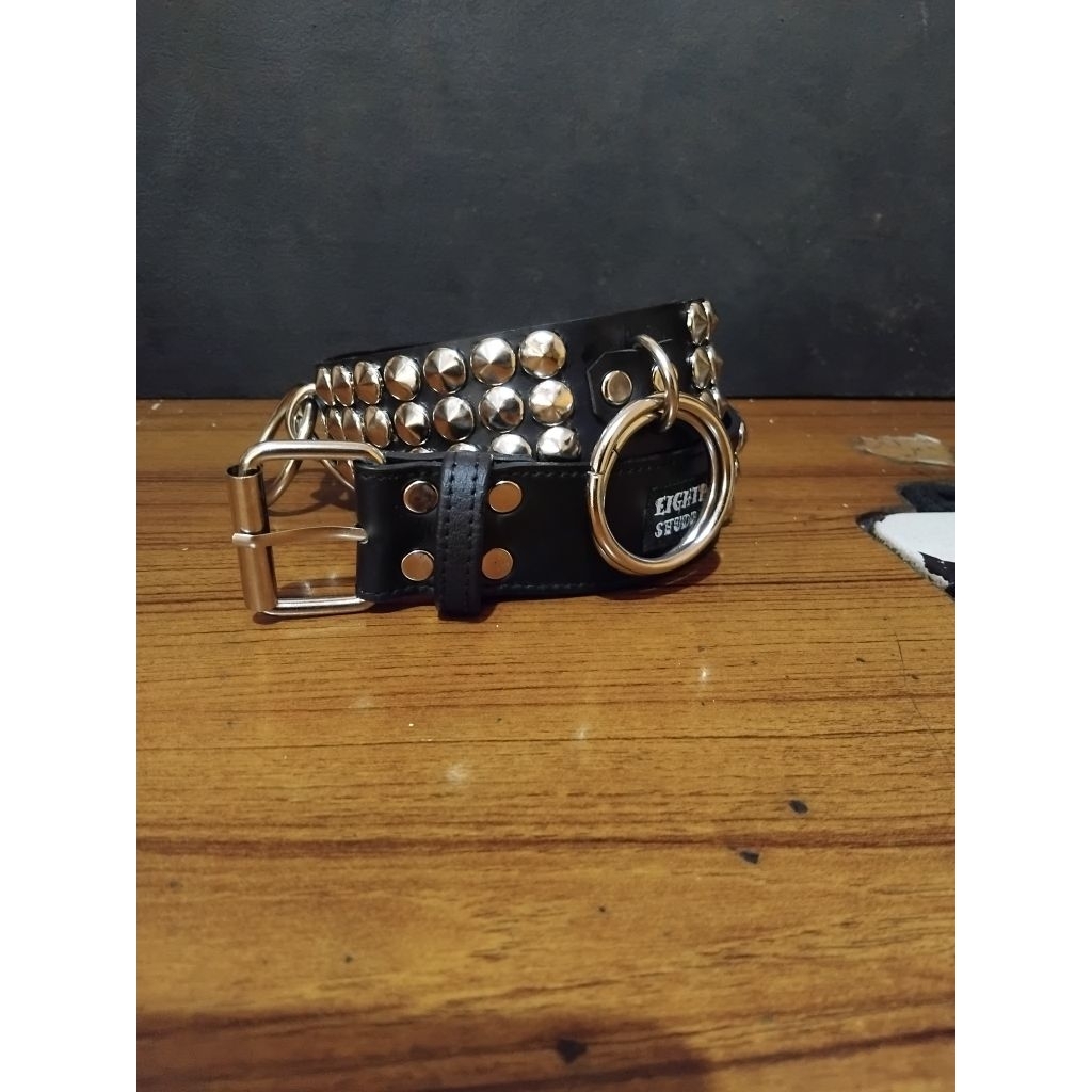 Eightball oldskool spike + ring O double ring D belt / sabuk punk / sabuk spike