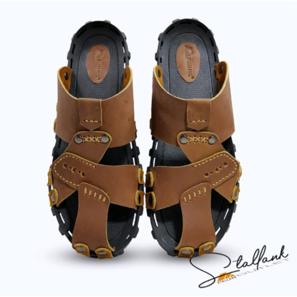 MCW || Sandal Slide Pria Kulit Asli Produk Cibaduyut