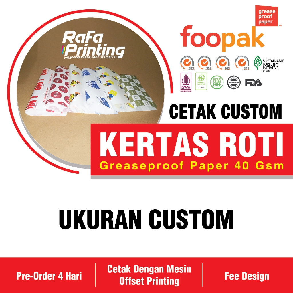 CUSTOM Kertas Roti Foodgrade - Ukuran Custom