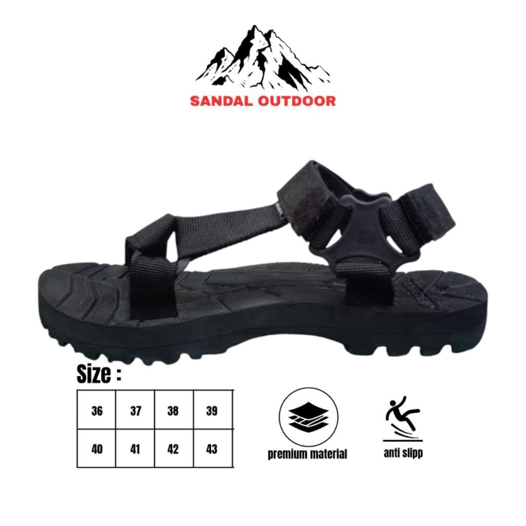 Sandal Gunung EIGER Hitam Pria Wanita Dewasa