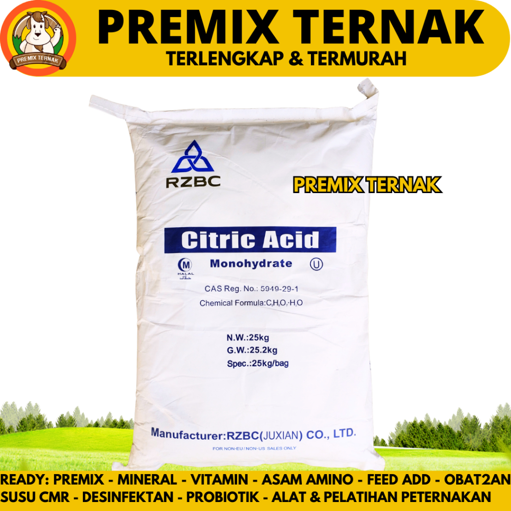 CITRIC ACID 25 KG MONOHYDRATE RZBC - FOOD GRADE - Sitrun Citrun Makanan Asam Sitrat Citric Acid