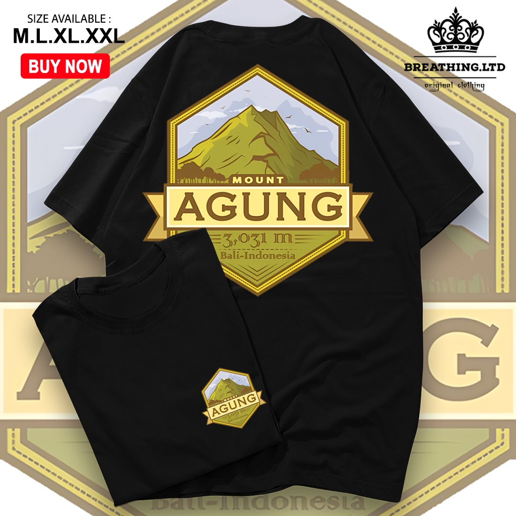 Kaos Pendaki Gunung - GUNUNG AGUNG - Kaos Outdoor - Kaos Adventure - T-shirt Premium - Breathingltd