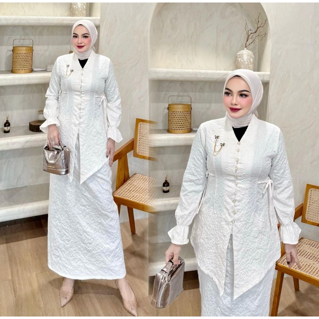 stelan kebaya tunik Nurhaliza / kebaya tunik Melayu / kebaya Malaysia / kebaya modern / kebaya jumbo
