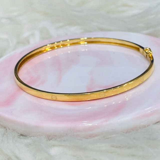 gelang bangkok bulat motif simple elegant emas asli kadar 700