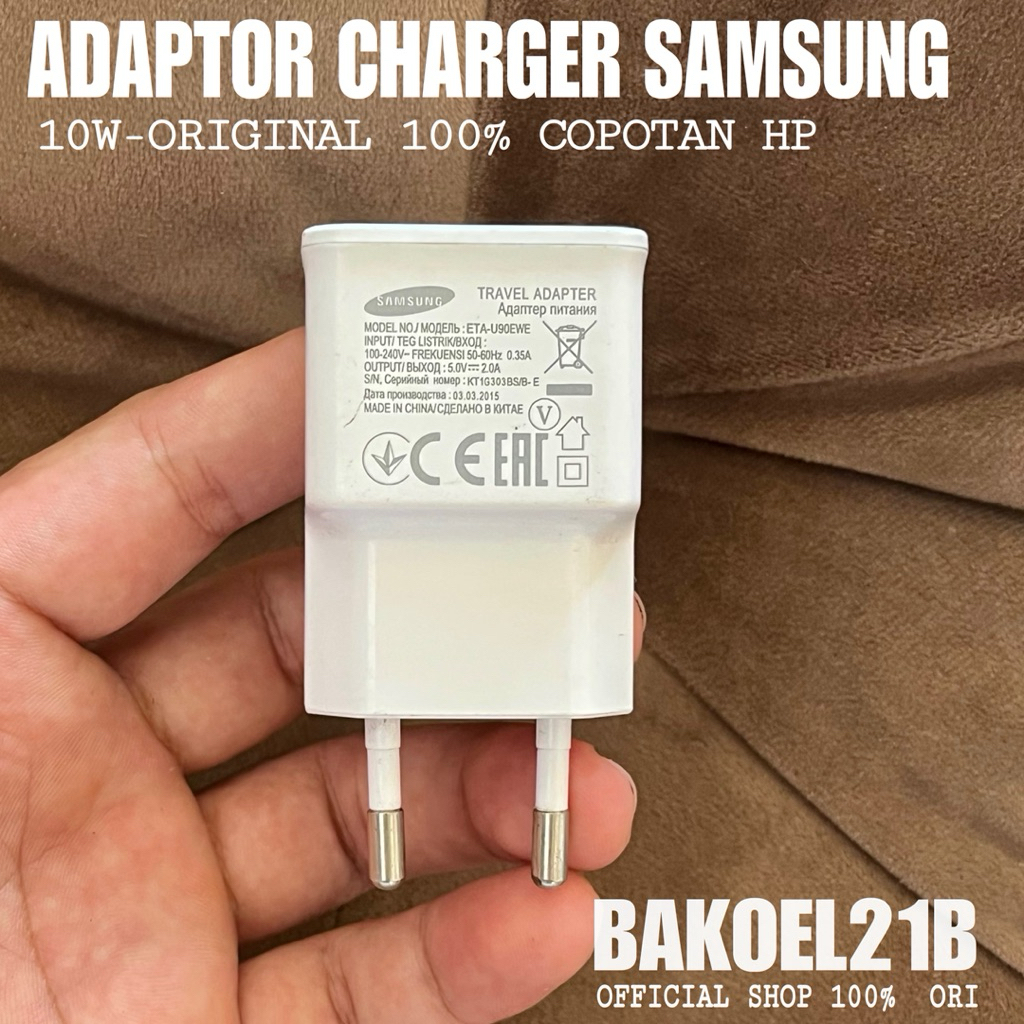 Adaptor Charger SAMSUNG 2A 10W Asli 100% bawaan hp - Non Fast Charging