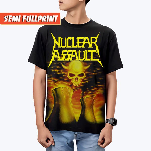 KAOS NUCLEAR ASSAULT SEMI FULLPRINT | BAJU BAND BOOTLEG METAL THRASH GRINDCORE ROCK UNISEX | SURVIVE