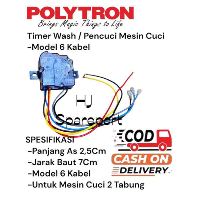 TIMER WASH 6 KABEL MESIN CUCI POLYTRON 2 TABUNG - TIMER MESIN CUCI POLYTRON 6 KABEL KWALITAS