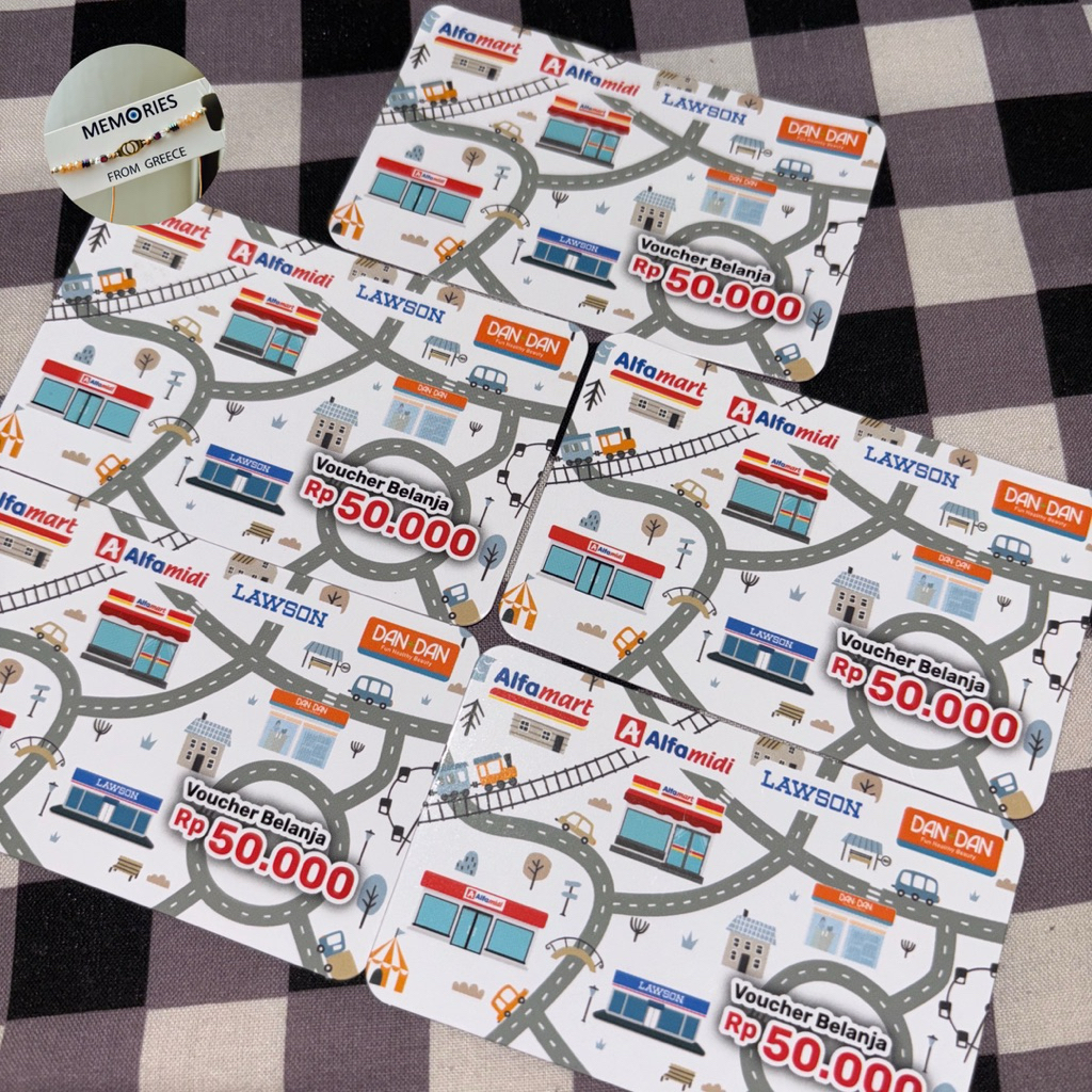 Voucher Fisik Gift Alfamart/Alfamidi/Lawson/Dan+Dan @Rp50.000 isi 8 pcs