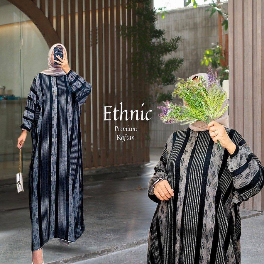 Gamis Kaftan Jumbo Bahan Rayon Premium Adem Busui Friendly | Daster Long Dress Motif Etnik Lengan Ka