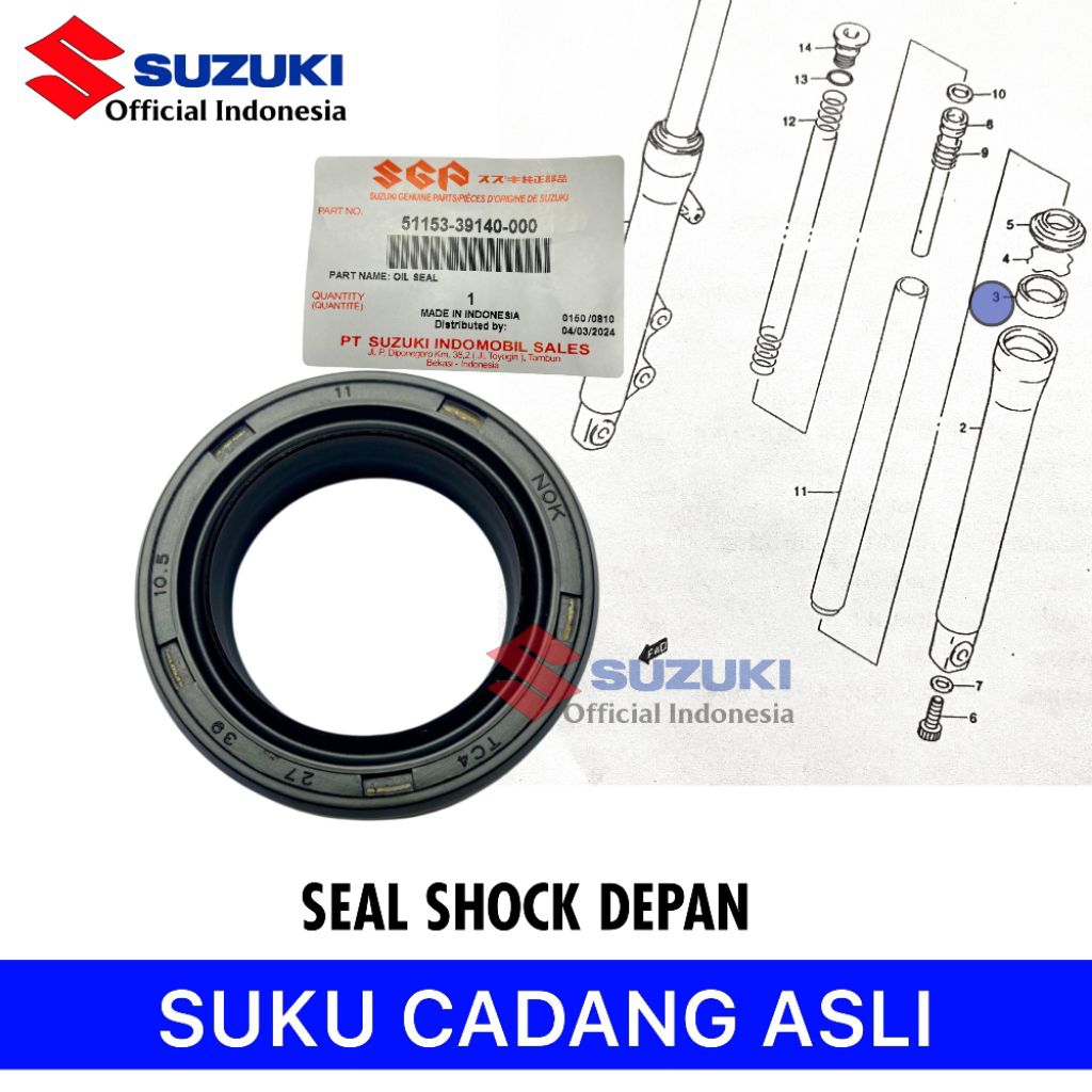 Oil Seal Sil Shock Depan Satria 2 Tak Hiu Lumba Original SGP 51153-39140