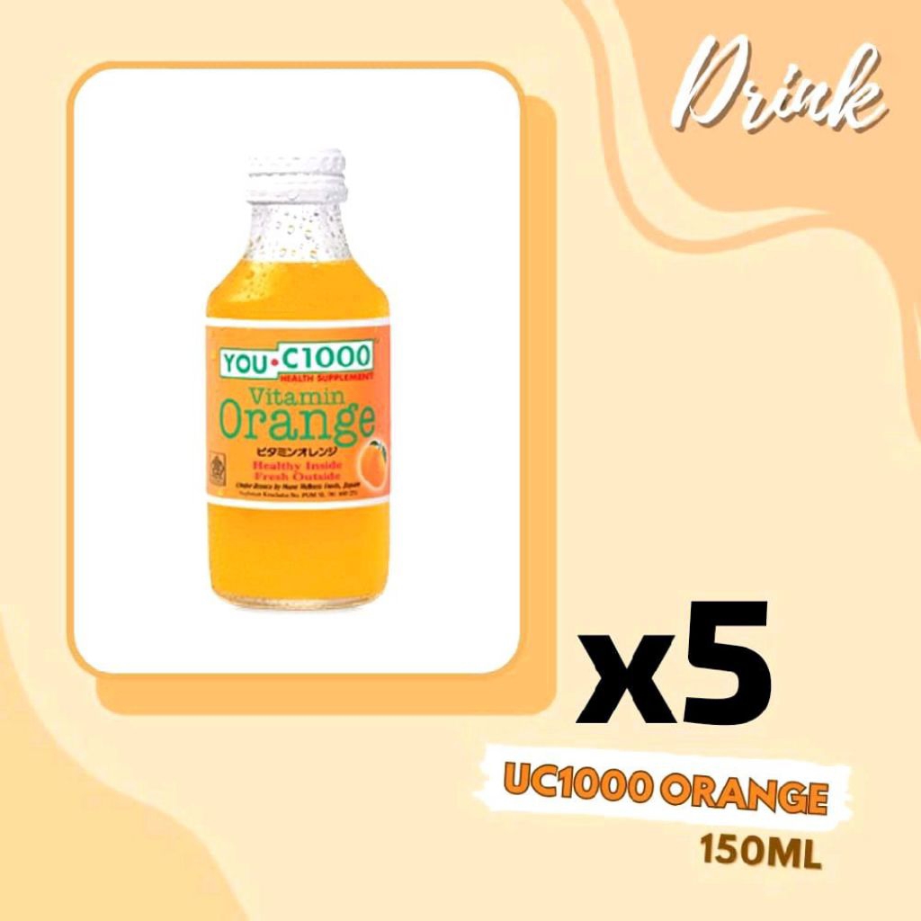 YOU-C 1000 Vitamin Orange 180 ml Rasakan Kesegaran Manfaat 1000 Vitamin C Dalamnya Paket 5 Botol UC1