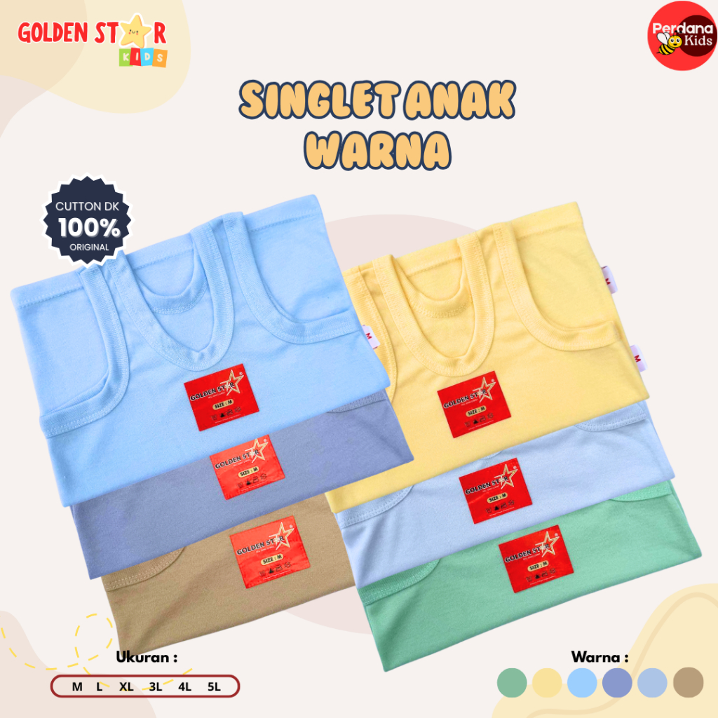 6 Pcs Kaos Dalam Anak Katun Nyaman Laki Perempuan Nyerap Keringat - Kaus Dalam Anak TK SD SMP Polos 