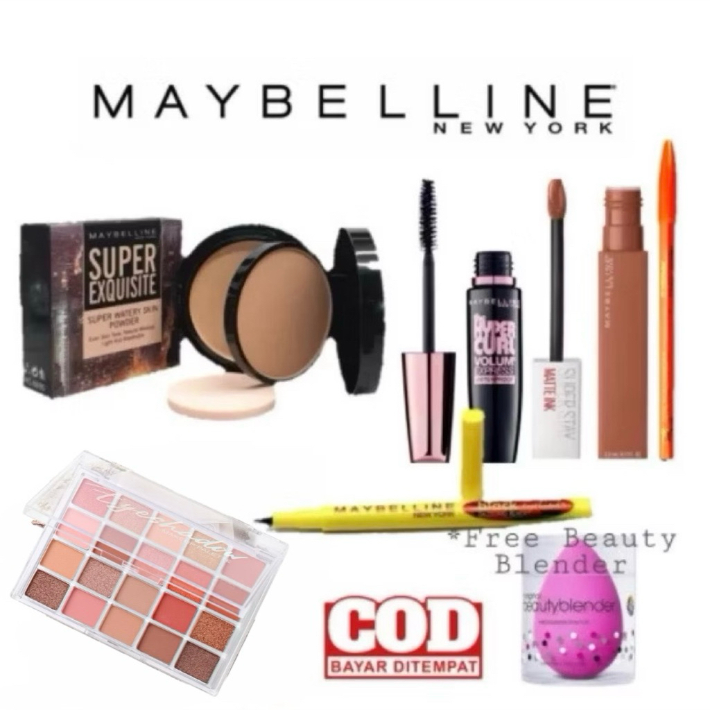 Paket Make Up Maybelline 6in1 / Paket Make Up Lengkap / Paket Make Up Murah / Kosmetik Murah 6 in 1