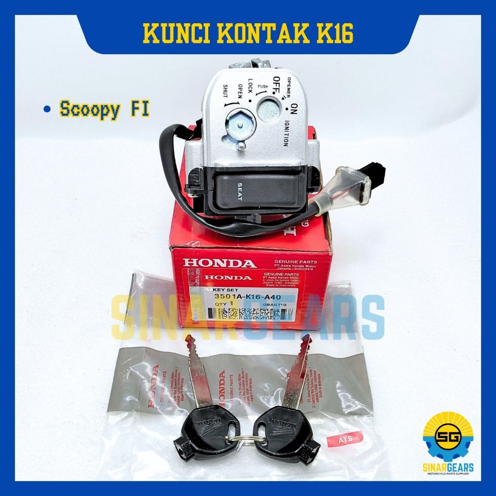 Keyset Original Honda K16 Kunci Kontak Scoopy FI Konci Motor Set Key Set Ori AHM