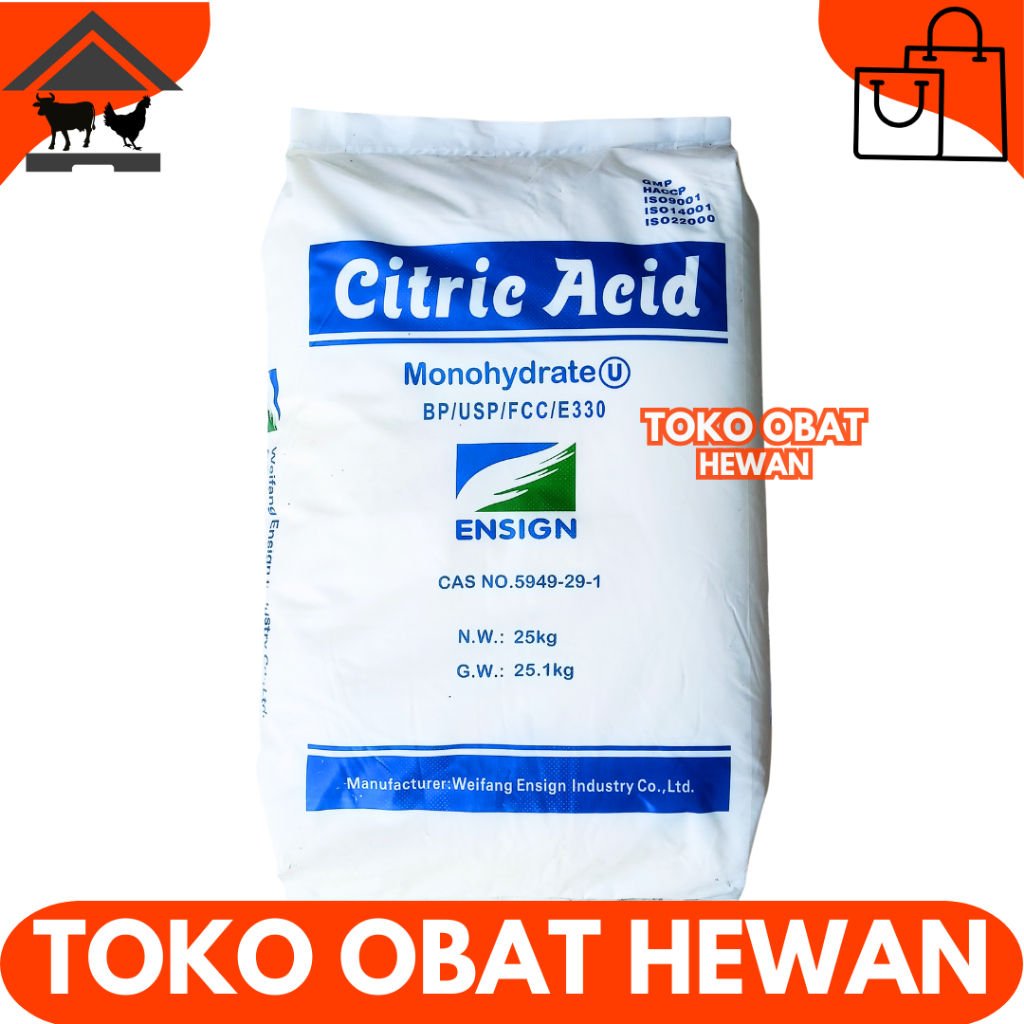 CITRIC ACID 25 KG (1 SAK) MONOHYDRATE - FOOD GRADE - Sitrun Citrun Makanan Asam Sitrat Citric Acid
