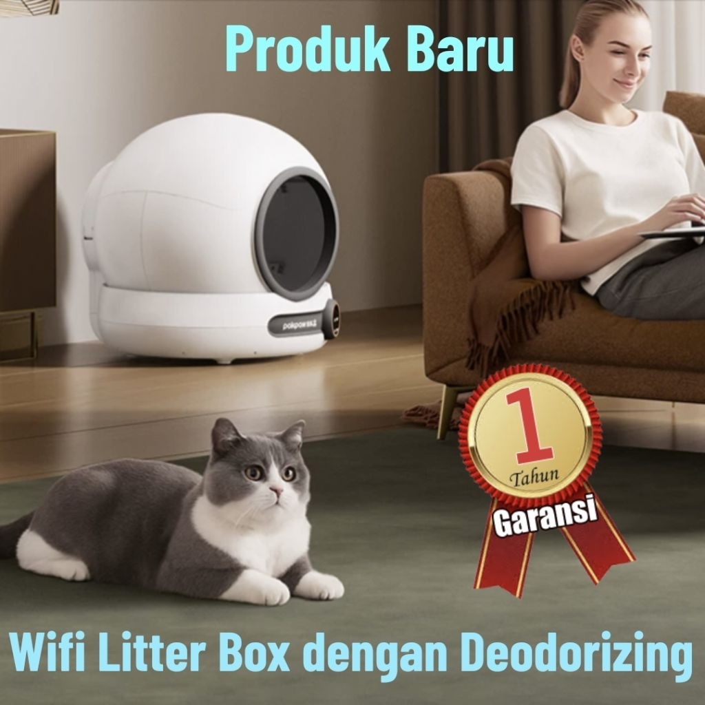 Litter Box Otomatis Smart – Deodorizing Hemat Listrik App Control