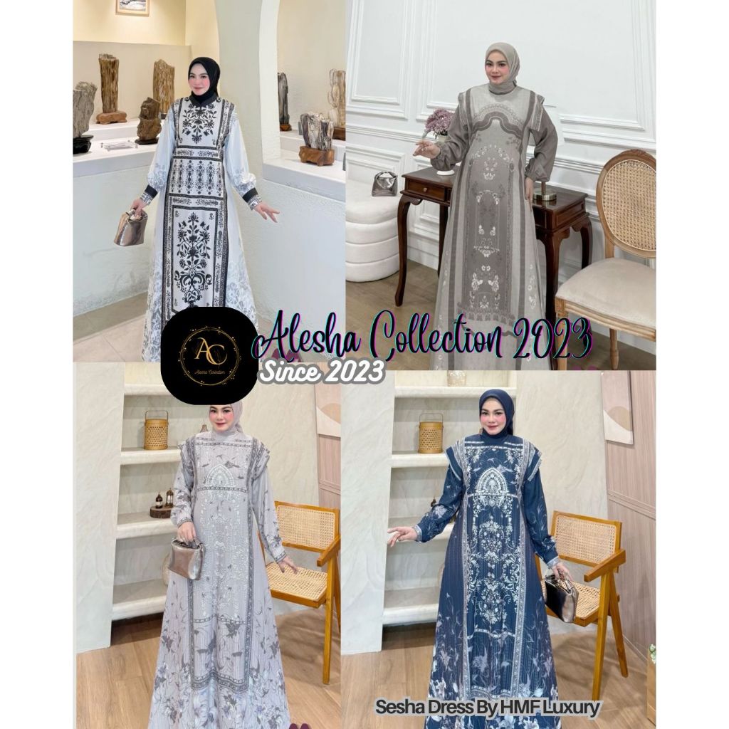 Fresia & Zalia Dress By Hmf Luxury Gamis Muslim Peach Lady Signature Printing Premium // haul Best S