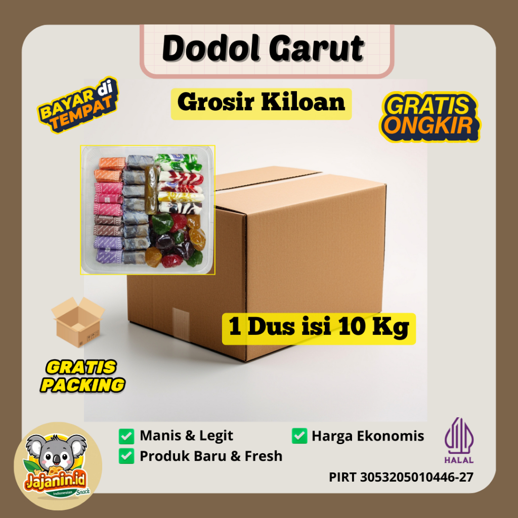 

1 Dus isi 10 kg Dodol Garut Premium Grade A Beragam Rasa Campur Varian Boleh Request - Grosir Kiloan